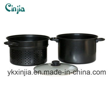 Ustensiles de cuisine 26cm Deep Carbon Steel Pasta Pot with Non-Stick Coating